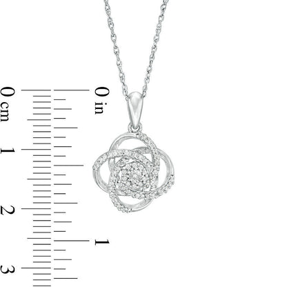 0.13 CT. T.W. Natural Diamond Love Knot Pendant in Sterling Silver