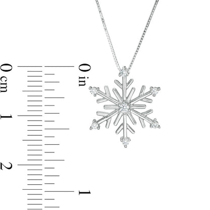 0.1 CT. T.W. Natural Diamond Snowflake Pendant in 10K White Gold