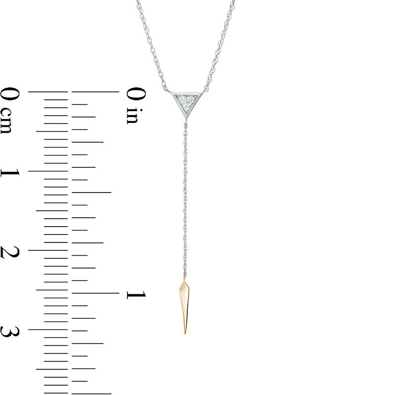 0.07 CT. T.W. Natural Diamond Triangle Y" Necklace in Sterling Silver and 10K Yellow Gold - 19""