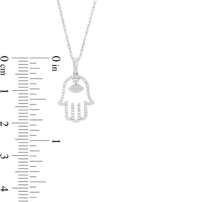 0.17 CT. T.W. Natural Diamond Hamsa Pendant in 10K White Gold