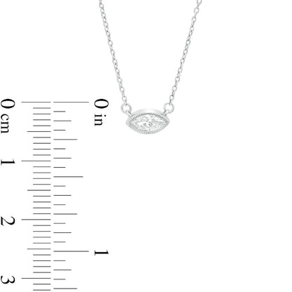 Sideways 1/5 CT. Marquise Natural Clarity Enhanced Solitaire Antique Vintage-Style Necklace in 10K White Gold