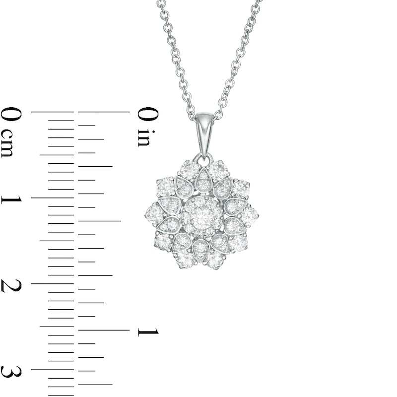 0.63 CT. T.W. Natural Diamond Ornate Flower Pendant in 10K White Gold