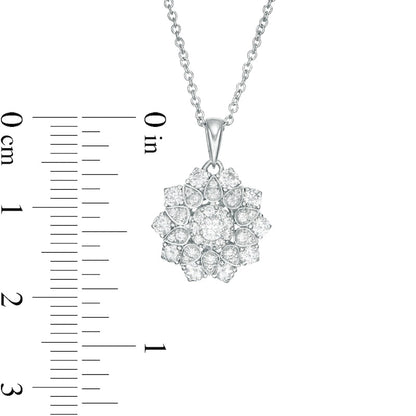0.63 CT. T.W. Natural Diamond Ornate Flower Pendant in 10K White Gold