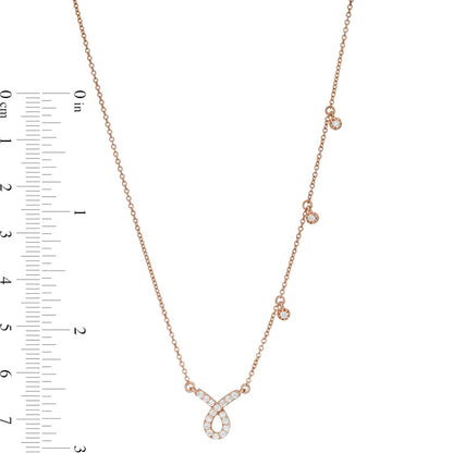 0.25 CT. T.W. Natural Diamond Awareness Ribbon Necklace in Sterling Silver with 14K Rose Gold Plate