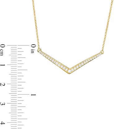 0.25 CT. T.W. Natural Diamond Chevron Necklace in Sterling Silver with 14K Gold Plate