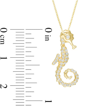 0.13 CT. T.W. Natural Diamond Seahorse Pendant in 10K Yellow Gold