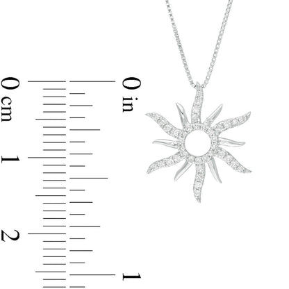 0.13 CT. T.W. Natural Diamond Sun Pendant in 10K White Gold