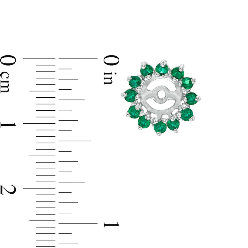 Emerald Flower Frame Stud Earring Jackets in 14K White Gold