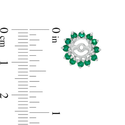 Emerald Flower Frame Stud Earring Jackets in 14K White Gold