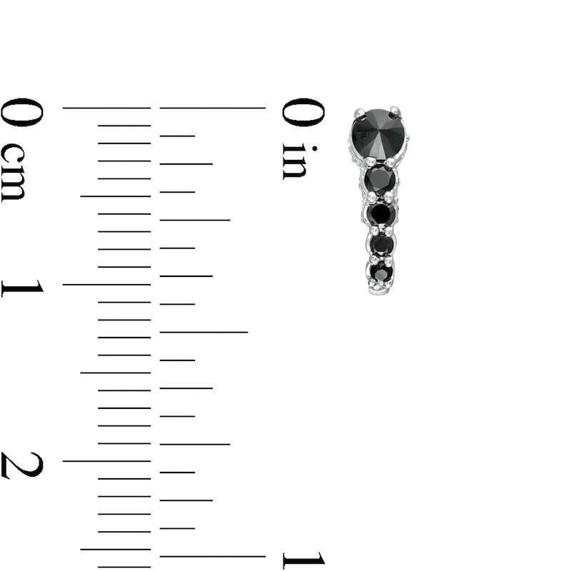 0.38 CT. T.W. Enhanced Black and White Diamond J-Hoop Earrings in 10K White Gold