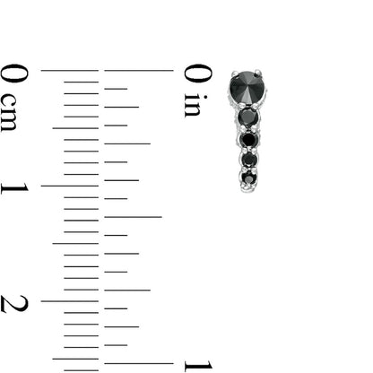 0.38 CT. T.W. Enhanced Black and White Diamond J-Hoop Earrings in 10K White Gold