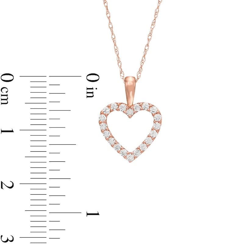0.25 CT. T.W. Natural Diamond Heart Outline Pendant in 10K Rose Gold