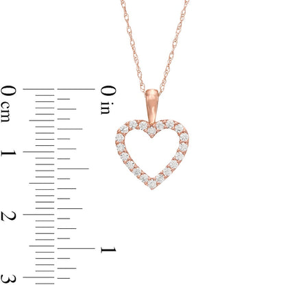 0.25 CT. T.W. Natural Diamond Heart Outline Pendant in 10K Rose Gold