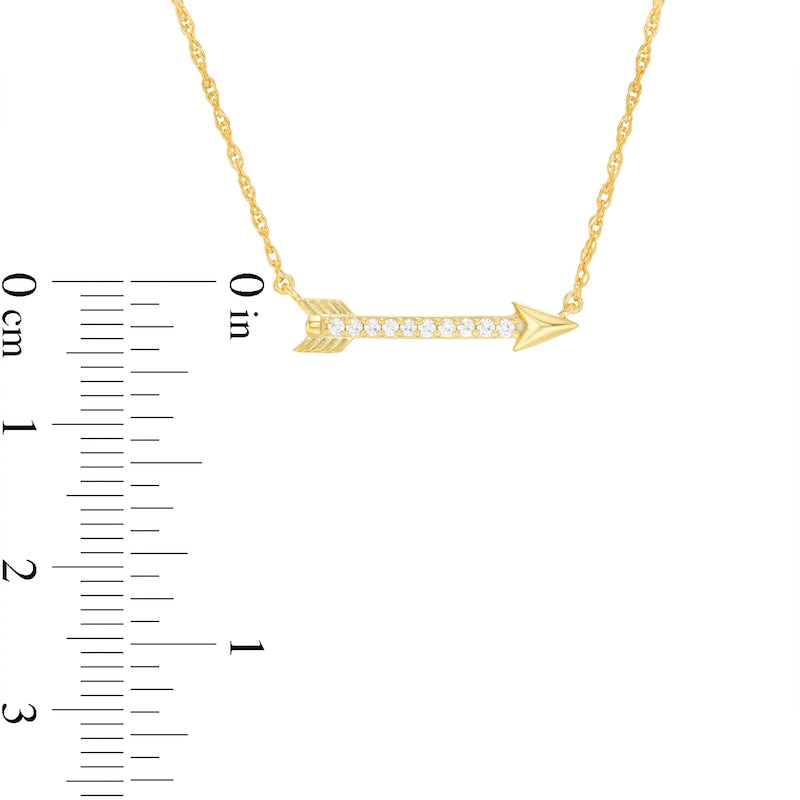 0.07 CT. T.W. Natural Diamond Sideways Arrow Necklace in 10K Yellow Gold - 17.25