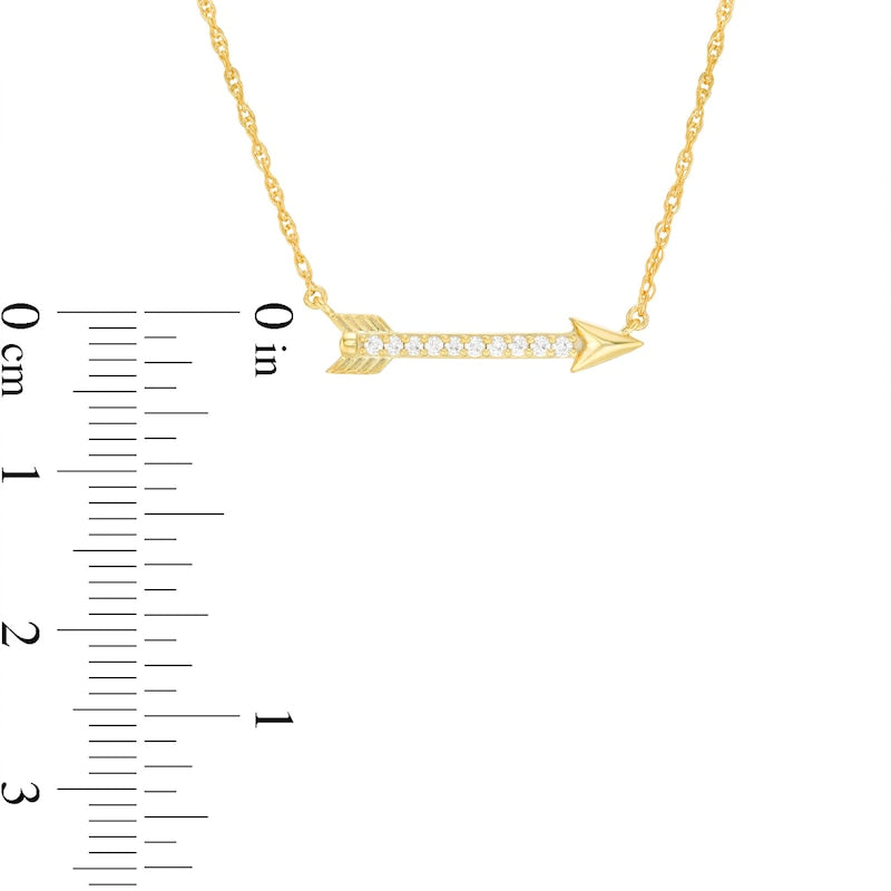 0.07 CT. T.W. Natural Diamond Sideways Arrow Necklace in 10K Yellow Gold - 17.25