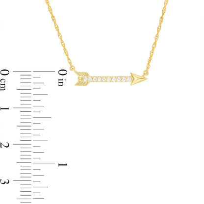 0.07 CT. T.W. Natural Diamond Sideways Arrow Necklace in 10K Yellow Gold - 17.25