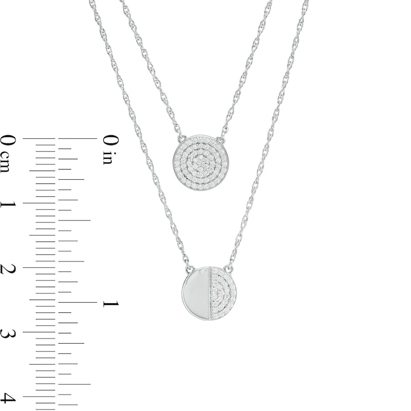 0.25 CT. T.W. Natural Diamond Circle Layered Necklace in Sterling Silver