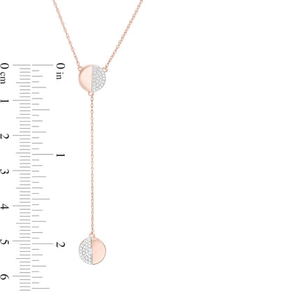 0.1 CT. T.W. Natural Diamond Half Circle Y-Necklace in 10K Rose Gold