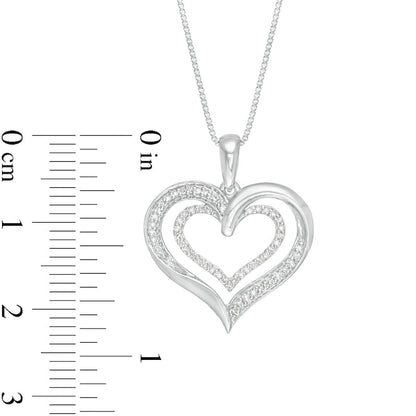 0.13 CT. T.W. Natural Diamond Double Heart Pendant in Sterling Silver