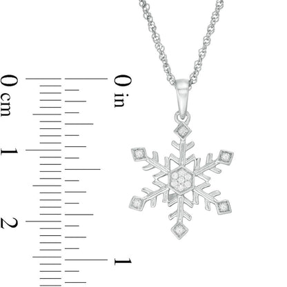 0.05 CT. T.W. Natural Diamond Snowflake Pendant in Sterling Silver