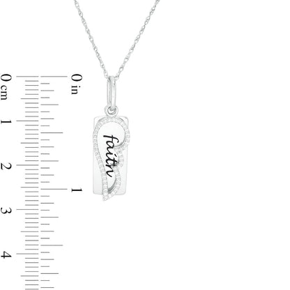0.1 CT. T.W. Natural Diamond faith" Dog Tag and Wing Outline Pendant in Sterling Silver"