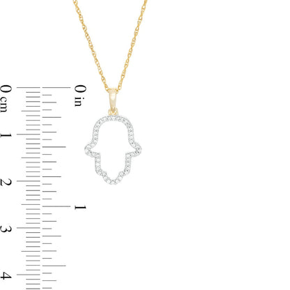 0.1 CT. T.W. Natural Diamond Hamsa Outline Pendant in 10K Yellow Gold