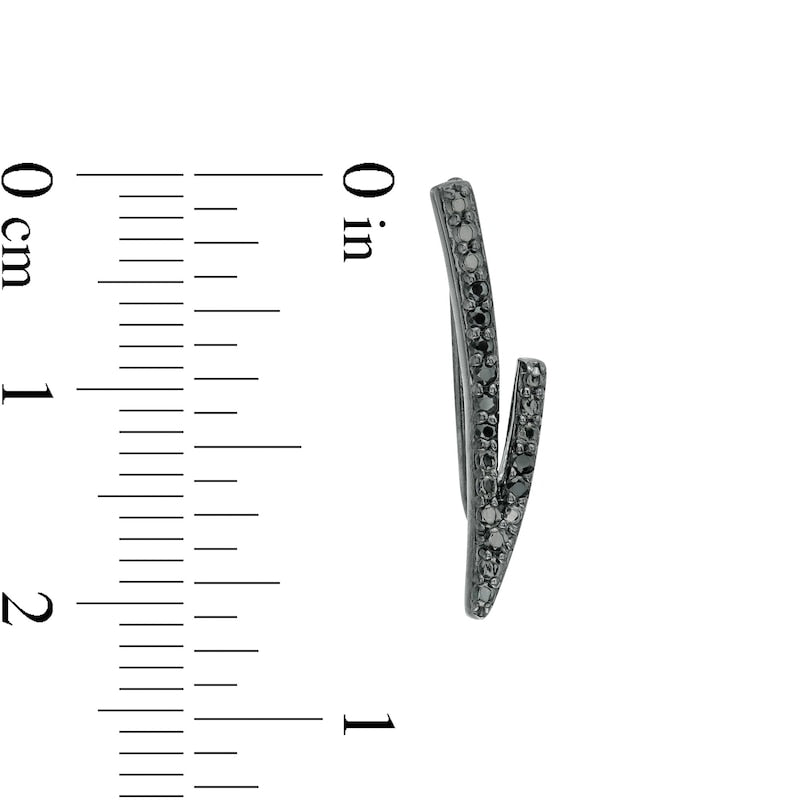 0.1 CT. T.W. Enhanced Black Diamond Split Curve Crawler Earrings in 10K White Gold with Black Rhodium