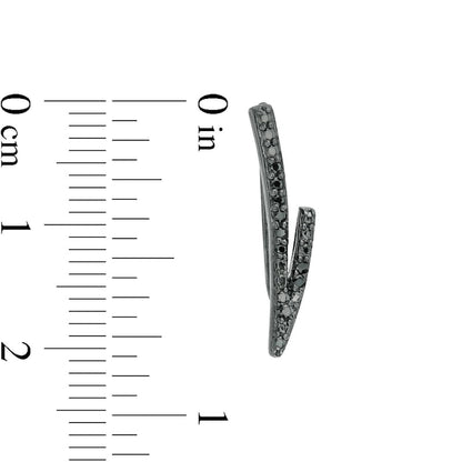 0.1 CT. T.W. Enhanced Black Diamond Split Curve Crawler Earrings in 10K White Gold with Black Rhodium