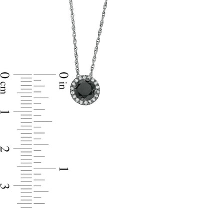 0.5 CT. T.W. Enhanced Black and White Natural Diamond Frame Pendant in 10K White Gold and Black Rhodium