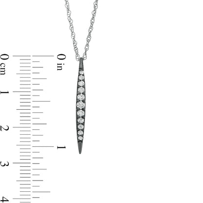 0.25 CT. T.W. Natural Diamond Elongated Marquise Bar Pendant in Sterling Silver and Black Rhodium