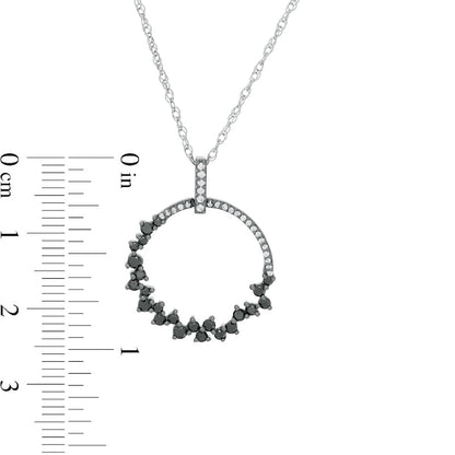 0.5 CT. T.W. Enhanced Black and White Natural Diamond Scattered Circle Outline Pendant in 10K White Gold and Black Rhodium