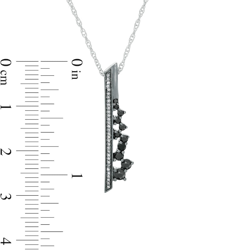 0.33 CT. T.W. Enhanced Black and White Natural Diamond Vertical Bar Scatter Pendant in Sterling Silver and Black Rhodium