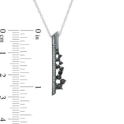 0.33 CT. T.W. Enhanced Black and White Natural Diamond Vertical Bar Scatter Pendant in Sterling Silver and Black Rhodium