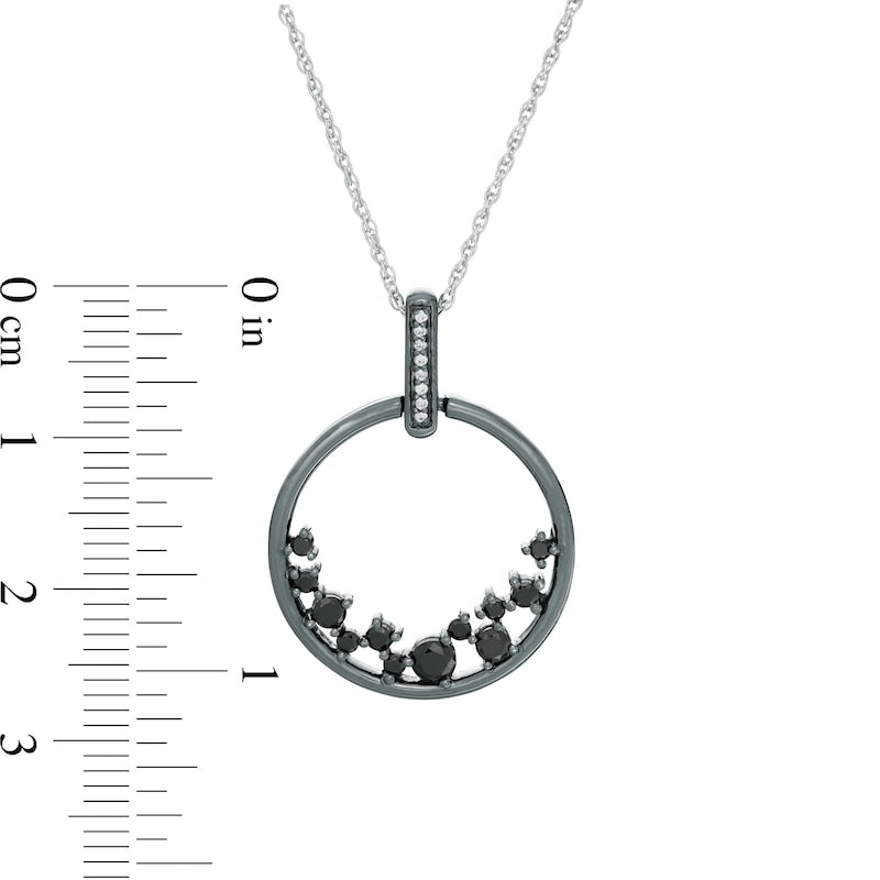0.33 CT. T.W. Enhanced Black and White Natural Diamond Scatter Circle Pendant in Sterling Silver and Black Rhodium