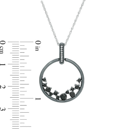 0.33 CT. T.W. Enhanced Black and White Natural Diamond Scatter Circle Pendant in Sterling Silver and Black Rhodium