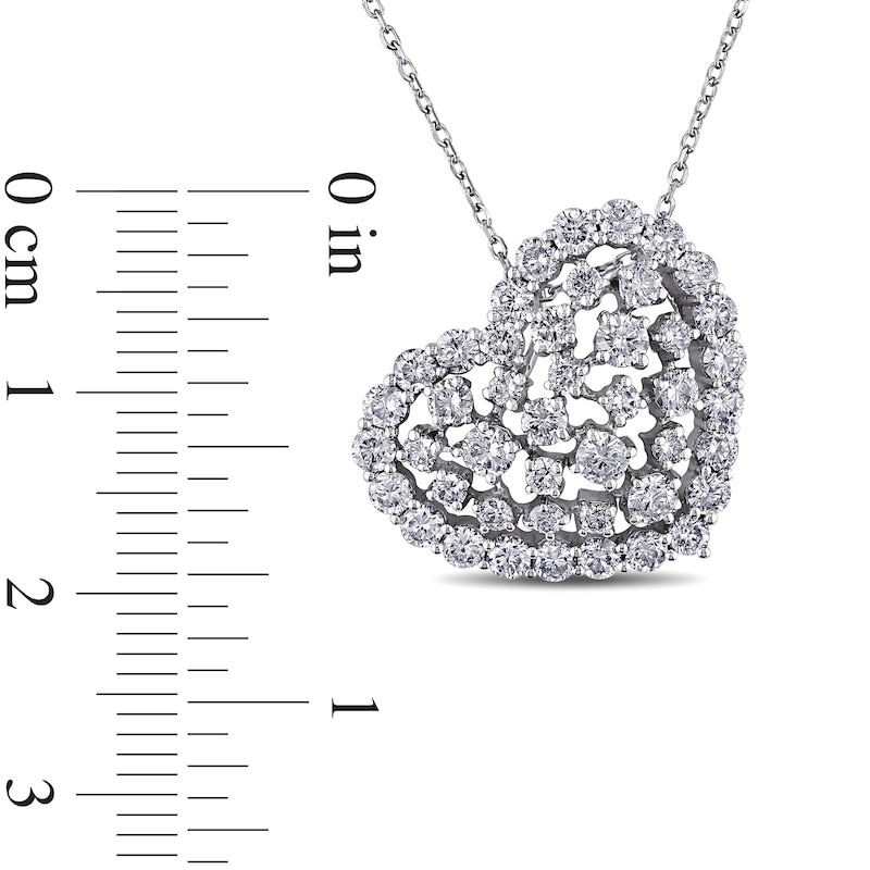 2 CT. T.W. Natural Diamond Scattered Tilted Heart Pendant in 14K White Gold (H/SI2)