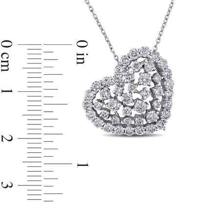 2 CT. T.W. Natural Diamond Scattered Tilted Heart Pendant in 14K White Gold (H/SI2)