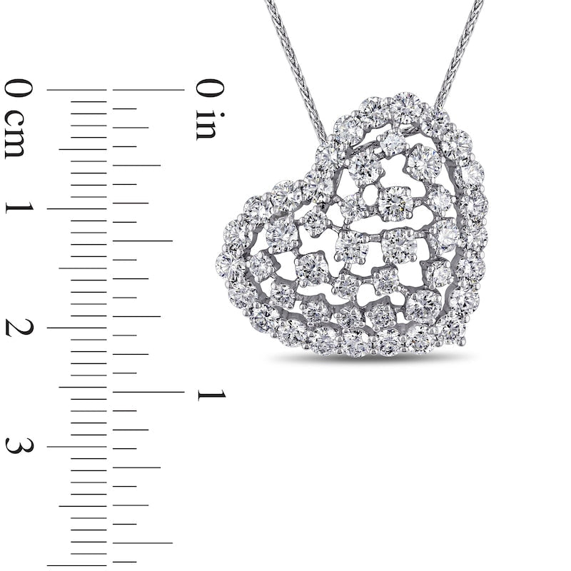 3 CT. T.W. Natural Diamond Scattered Tilted Heart Pendant in 14K White Gold (H/SI2)