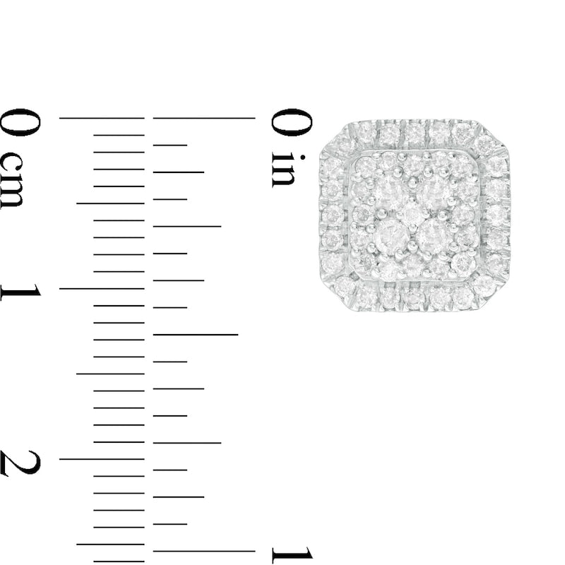 1.25 CT. T.W. Composite Diamond Cushion Frame Stud Earrings in 10K Rose Gold