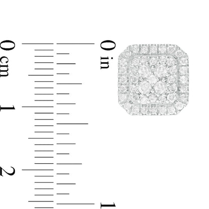 1.25 CT. T.W. Composite Diamond Cushion Frame Stud Earrings in 10K Rose Gold