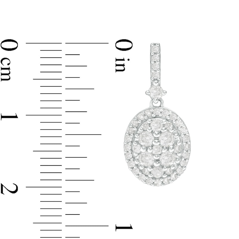 1 CT. T.W. Oval Composite Diamond Frame Drop Earrings in 10K White Gold