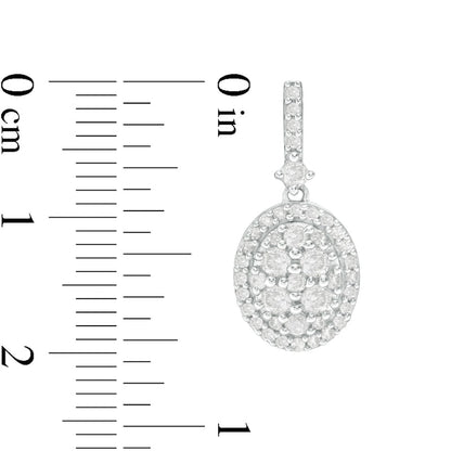 1 CT. T.W. Oval Composite Diamond Frame Drop Earrings in 10K White Gold