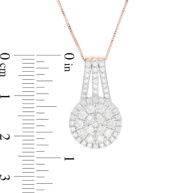 1 CT. T.W. Composite Natural Diamond Pendant in 10K Rose Gold