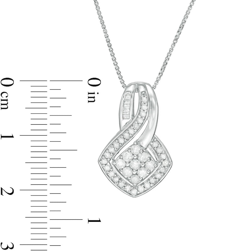 0.5 CT. T.W. Composite Natural Diamond Tilted Square Pendant in 10K White Gold