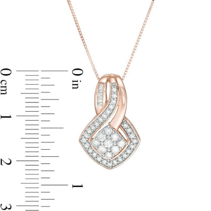 0.5 CT. T.W. Composite Natural Diamond Tilted Square Pendant in 10K Rose Gold