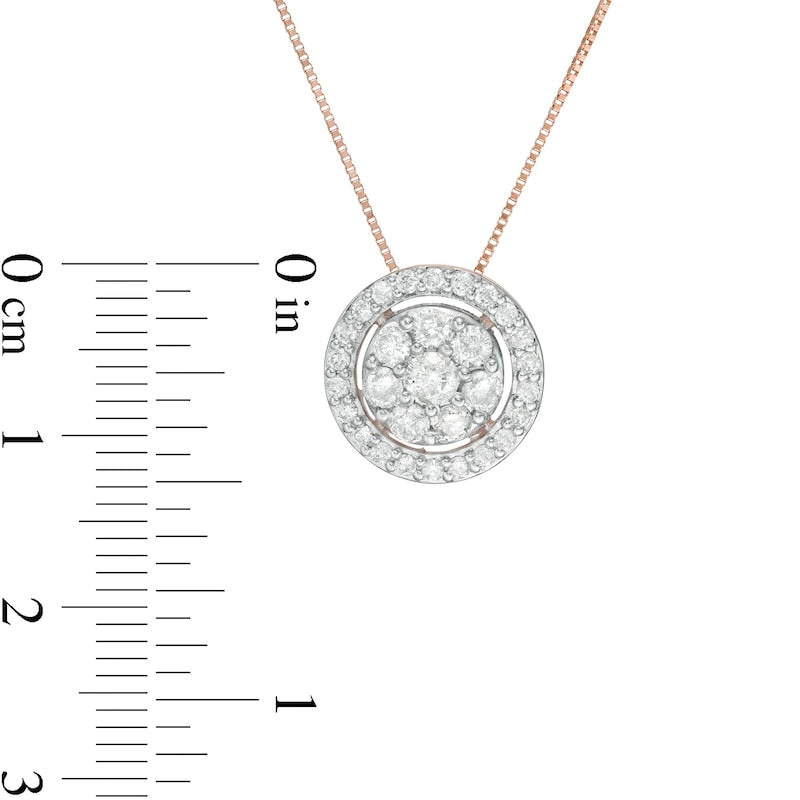 0.75 CT. T.W. Composite Natural Diamond Frame Pendant in 10K Rose Gold