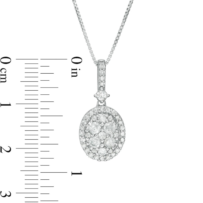 0.75 CT. T.W. Oval Composite Natural Diamond Frame Pendant in 10K White Gold