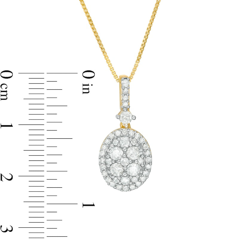 0.75 CT. T.W. Oval Composite Natural Diamond Frame Pendant in 10K Yellow Gold