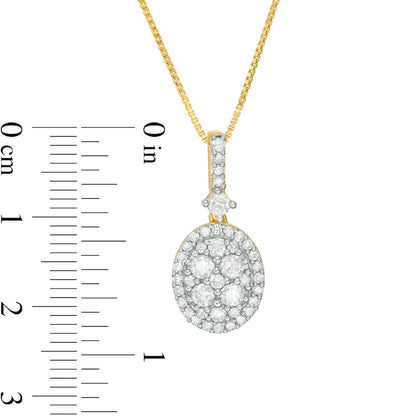 0.75 CT. T.W. Oval Composite Natural Diamond Frame Pendant in 10K Yellow Gold