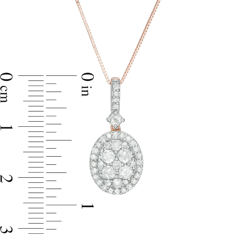 0.75 CT. T.W. Oval Composite Natural Diamond Frame Pendant in 10K Rose Gold